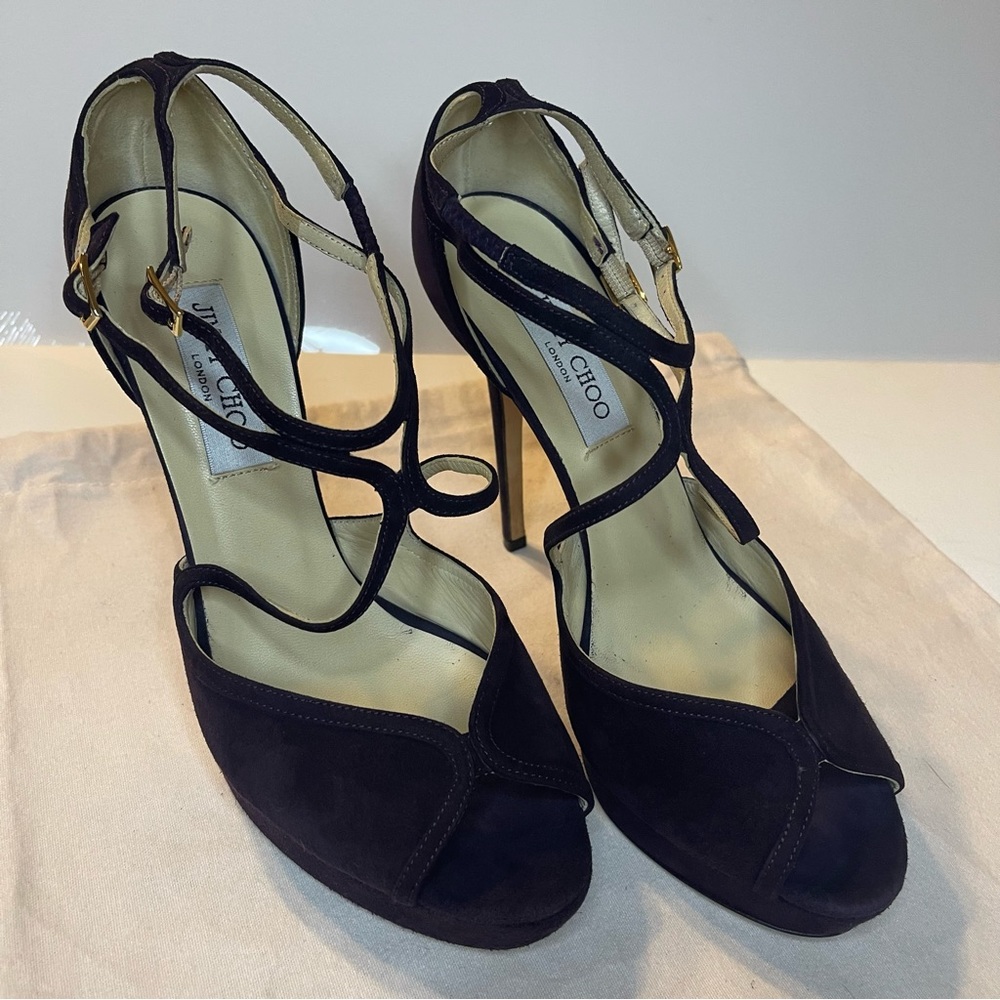 Jimmy Choo Purple Suede Fairview Heel‎ - Picture 6 of 16